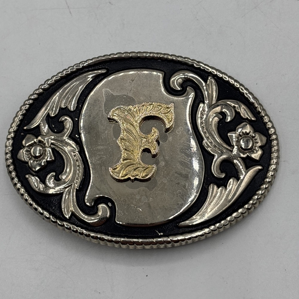 Initial Letter « F » Cowboy Rodeo Western Metal Belt Buckle