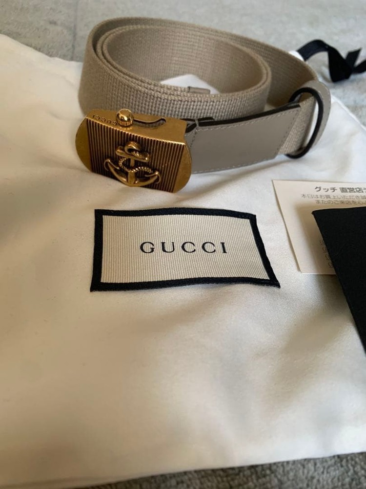 GUCCI Pre-Owned Beige Leather Canvas Belt