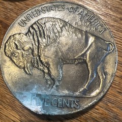 Lot of 2 VTG Buffalo 5 Cents Nickel Belt Buckle Silver Round USA 3&Prime; Diameter B13