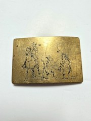 Western Country Cowboy Belt Buckle, Solid Brass, Ampersand Kalamazoo, USA