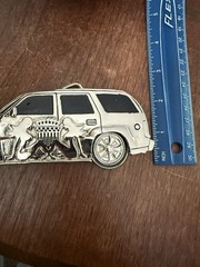 Spinner Belt Buckle Utility Car SUV Wheels Spins Silver Metal Mud Flap Girls New