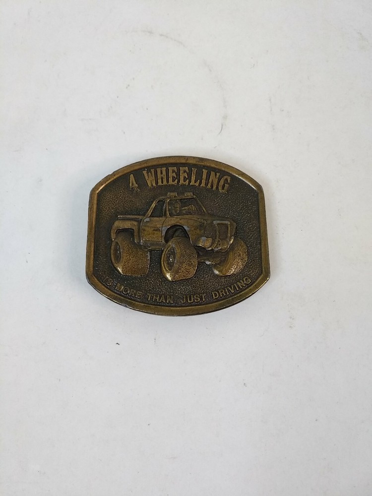 Vintage 4 Wheeling is More Than Just Driving Belt Buckle Bergamot Brass 1976