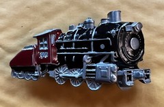 TRAIN BLACK & RED BELT BUCKLE NEW APPROXIMATELY 4 1/8&Prime; X 2 3/8&Prime;