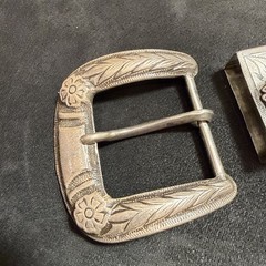 Vintage STERLING SILVER Belt Buckle Set 4PC western RANGER handcrafted Mexico