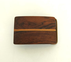 Vintage Ampersand Brass Mixed Woods Belt Buckle Kalamazoo Michigan 2.5&Prime;