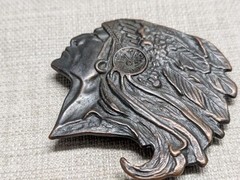 vintage 1970s belt buckle NATIVE AMERICAN southwestern INDIAN CHIEF brass