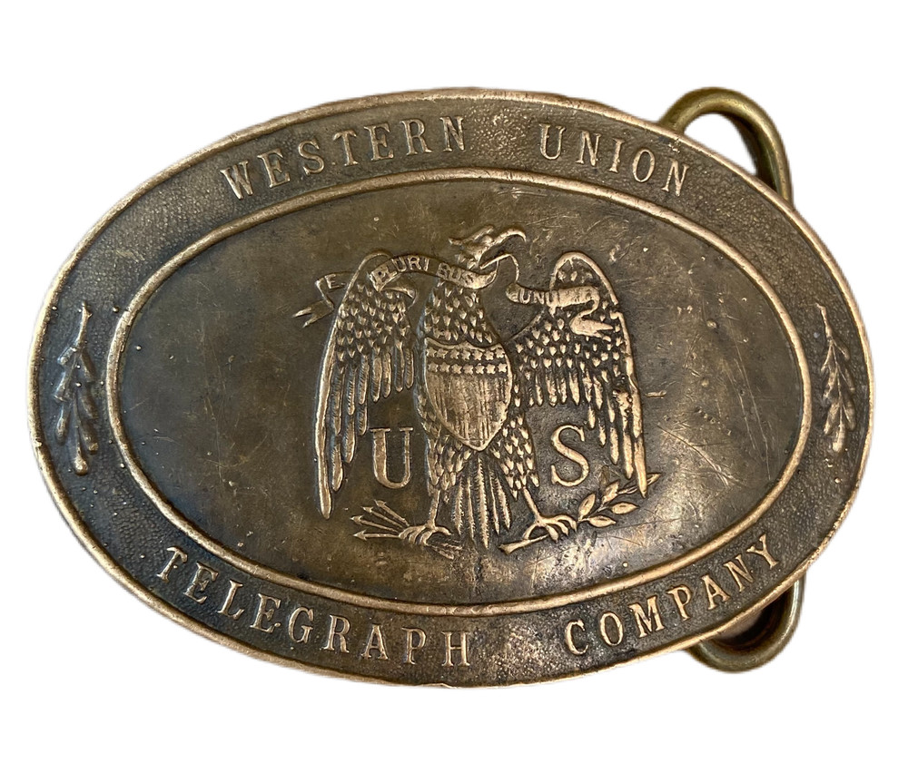 Western Union Telegraph Co. Eagle U.S. Belt Buckle Tiffany Broadway NY Stamped