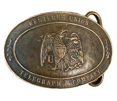 Western Union Telegraph Co. Eagle U.S. Belt Buckle Tiffany Broadway NY Stamped