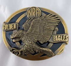 Vintage NRA Golden Eagles Embossed Gold/Black Heavy Belt Buckle Made in USA