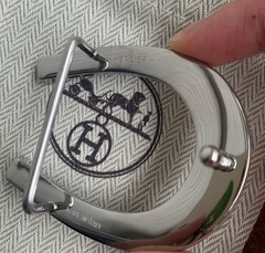 Hermes Buckle Waist Belt 38mm Plated Silver Hermès Fer à Cheval horseshoe-shaped