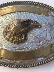 Huge Mexico Alpaca Silver Eagle Head Buckle Belt Vintage 4.25&Prime; Long 96 grams