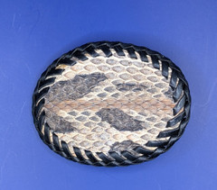 Genuine Canebrake Rattlesnake Snakeskin Hand laced Belt Buckle fits 1-1/4&Prime; Belt