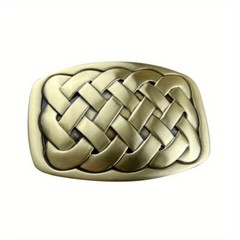 1pc Heavy-duty Solid Brass Belt Buckle 3.5 X 2 Inches Retro Woven Pattern Design