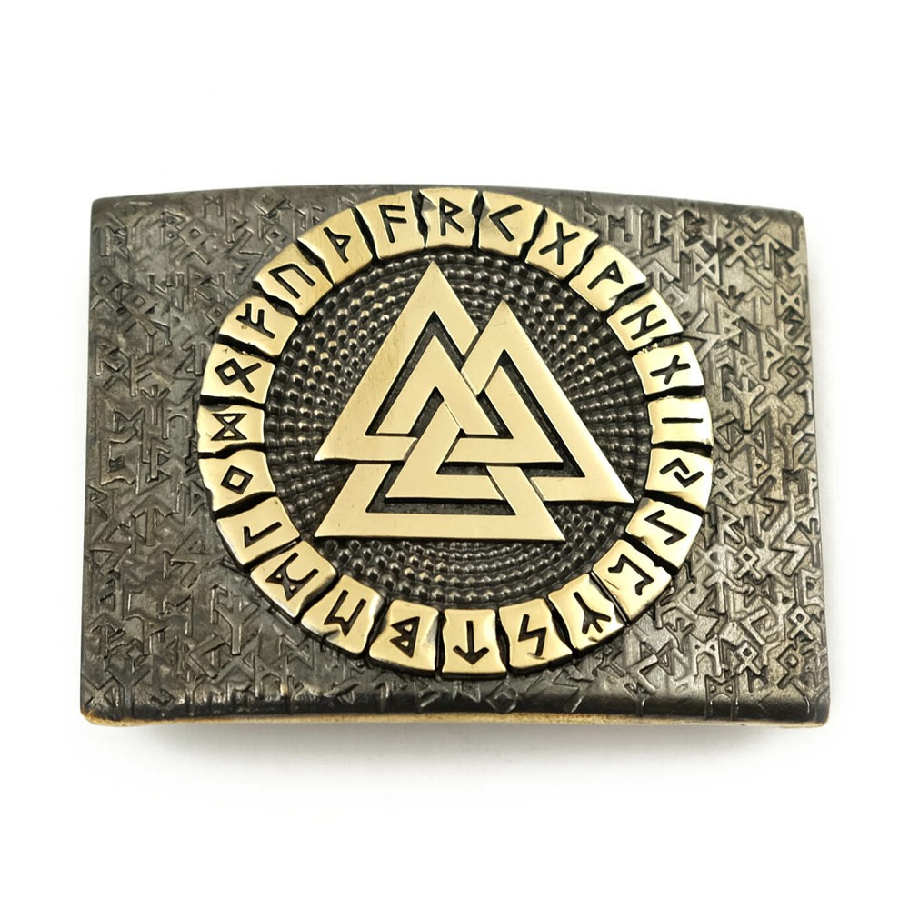Valknut belt buckle, Old Norse Scandinavian Nordic Celtic Viking Pagan runic