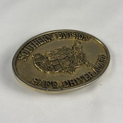 Vintage Safe Driver Award Brass Belt Buckle Southern Division Getty 1982