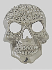 Skull Belt Buckles New Men Women Iced Style Silver Metal Bling Rhinestones Rebel