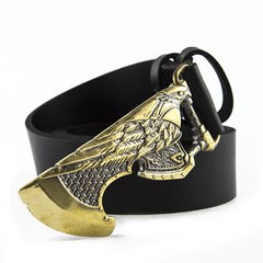 Brass belt buckle Ax of God, Medieval style buckle, Solid brass axe buckle