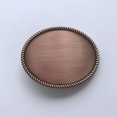 Antique Red Copper Plated Western Rope Oval Custom Blank Belt Buckle for Engrave