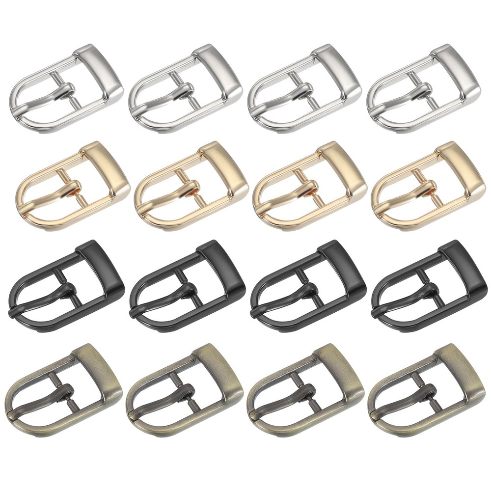 16Pcs 0.6&Prime; Single Prong Belt Buckle Roller Buckle Black/Silver/Light Gold/Brown