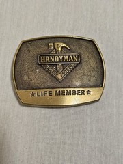 Handyman Club Of America Life Member Tool Shop Carpenter Mens Brass Belt Buckle