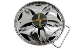 Men Women Silver Metal Buckle Spinning Round Circle Yellow Green Jamaica Reggae