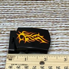 Tribal Flame Belt Buckle Black Metal Flip Top Novelty Design