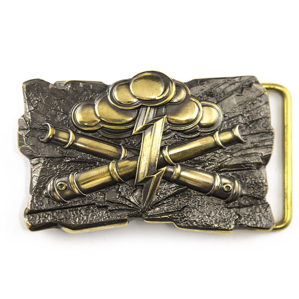 Brass belt buckle Gods of war, Military field artillery cannons, Rocket Forces
