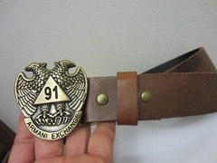 Vintage 90’s 91 Armani Exchange Double Head Eagle Buckle Leather Belt Fits 36