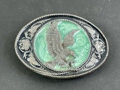 Siskiyou 1991 Metal Belt Buckle Eagle On Turquoise Buckle USA