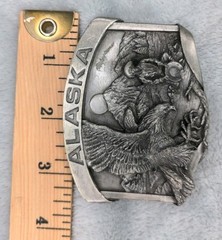 Vintage 1984 Alaska Belt Buckle Eagle Pewter Siskiyou Buckle Company