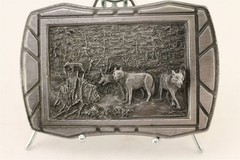 1990 Bergamot Brass Works Whispering Weeds Wolves Belt Buckle