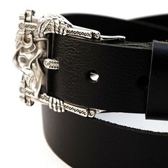 German silver skull belt buckle « Jolly Roger », Pin type Skeleton belt buckle