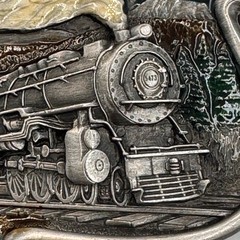 Vintage 1984 Bergamot Brass Works Steam Train Locomotive Belt Buckle U-149 USA