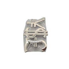 Chrome Currency Symbols Belt Buckle Dollar Pound & Yen Signs Metal Finish 4x2in