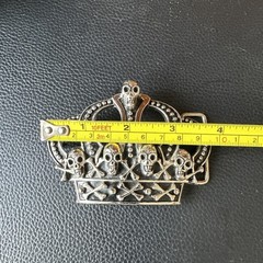 WESTSIDE CA Crown With Skulls Metal Biker Motorcycle Gothic Belt Buckle