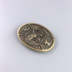 Vintage Bronze Western Wildlife Hunter Hunting Deer Belt Buckle