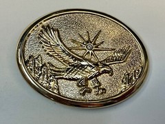 Patriotic American Usa Eagle Flying High Over Mountains W/ Starburst Belt Buckle