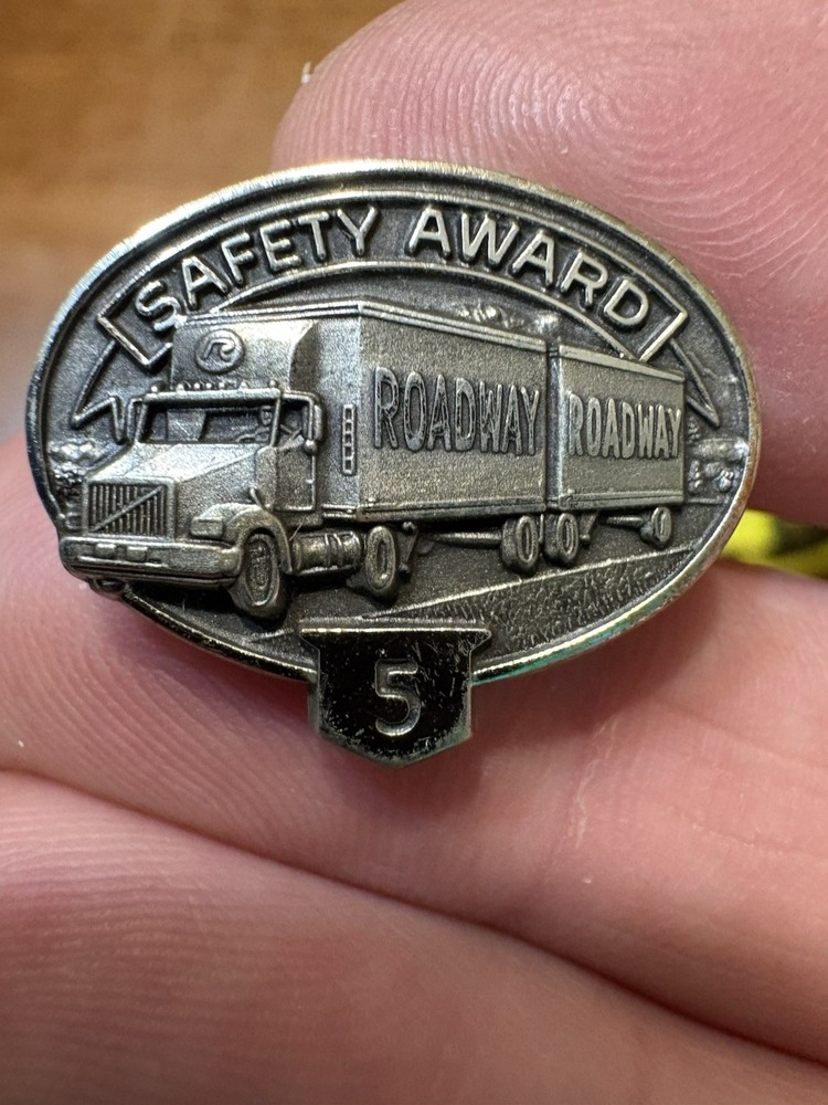 Roadway Transport 5 Years Safe Driver Safety Award Label Tie Pin Silver Color