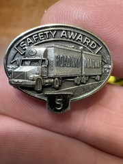 Roadway Transport 5 Years Safe Driver Safety Award Label Tie Pin Silver Color