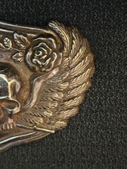 Vintage Silver Skull Belt Buckle With Wings And Roses Biker Gothic