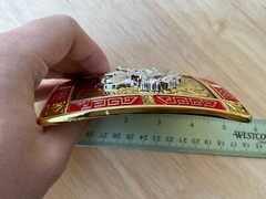Western Buckle Gold Silver Red Running Horse Cowboy 2 » Hebilla Vaquero