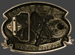 SAMCRO SONS OF ANARCHY 4&Prime; X 3&Prime; MEN OF MAYHEM / COLLECTIBLE SOA BIKER BELT BUCKLE