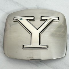 Letter Y Initial Monogram Silver Tone Belt Buckle – 3.16&Prime; x 2.78&Prime;