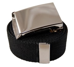 « PLAIN SILVER » MILITARY CANVAS FLIP WEB BELT & BUCKLE 60 INCHES