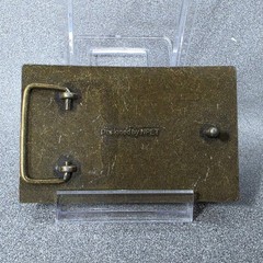 Brass American Flag Belt Buckle Mens Excellent USA Patriotic Rectangle