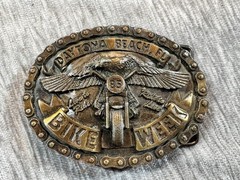 Vintage Daytona Bike Week 1985 Belt Buckle Mens Biker USA The Buckle Tree b