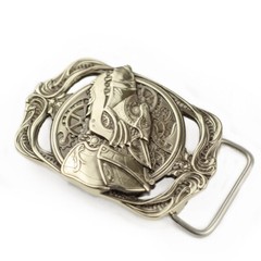 German silver belt buckle Steampunk Wolf, sculptural art wolf belt buckle