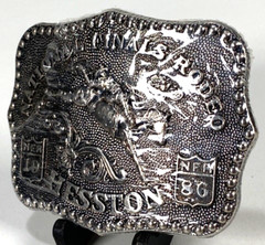 Hesston National Finals Rodeo Belt Buckle-Brass-Proffesional Cowboys-Vtg 1986