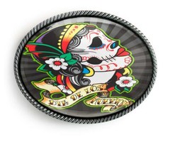 Punk Sugar Skull Girl Mexican Tattoo Handmade Artisan Belt Buckle
