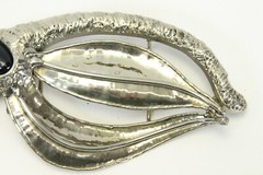 Octopus Belt Buckle Large 6&Prime; Long x 3&Prime; High Silver Tone Black Onyx Eye Jewelry